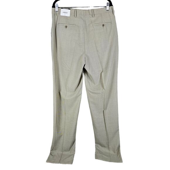 Bachrach Mens 34W Tan Super 100s Wool Italian Made Pleated Pants NEW unaltered - Picture 2 of 15